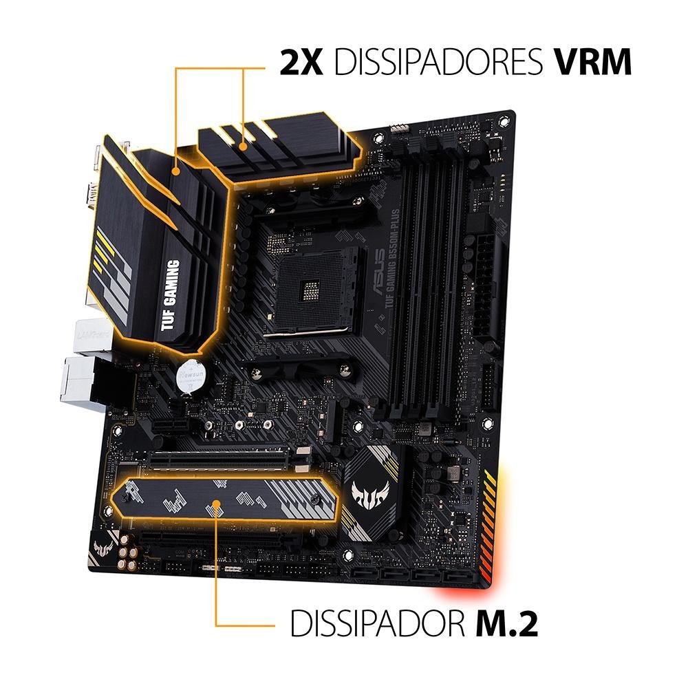 Placa-Mãe Asus TUF Gaming B550M-Plus AMD | KaBuM!