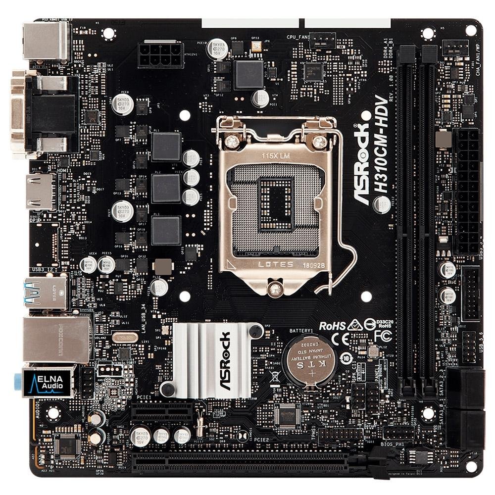 Placa Mãe ASRock H310CM-HDV, Intel LGA 1151, Micro ATX, DDR4 | KaBuM!