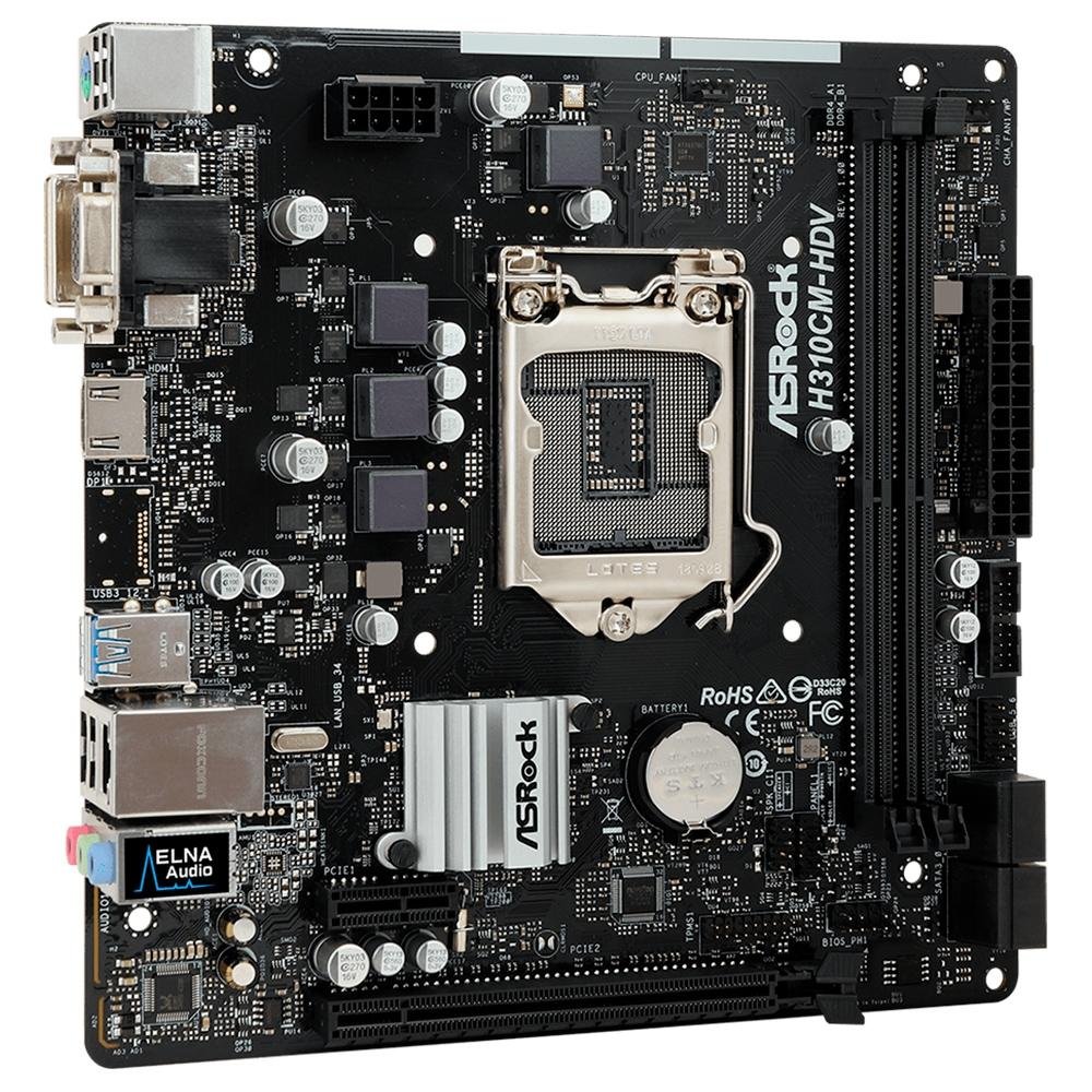 Placa Mãe ASRock H310CM-HDV, Intel LGA 1151, Micro ATX, DDR4 | KaBuM!