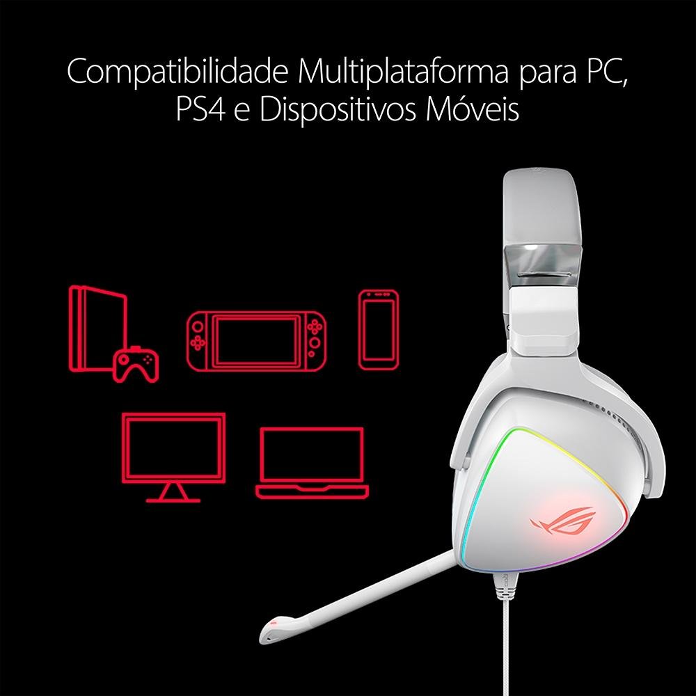 Headset Gamer Asus ROG Delta White Edition, RGB, Drivers 50mm