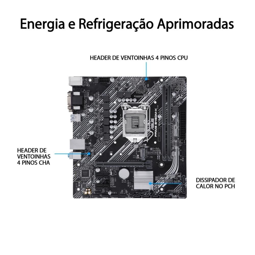 Placa Mãe Asus Prime B460M-K, Intel B460, mATX, DDR4 | KaBuM!