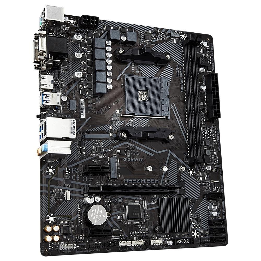 Placa-Mãe Gigabyte A520M S2H, AMD AM4, DDR4, Preto Placa-Mãe Gigabyte A520M S2H, AMD AM4, DDR4, Preto