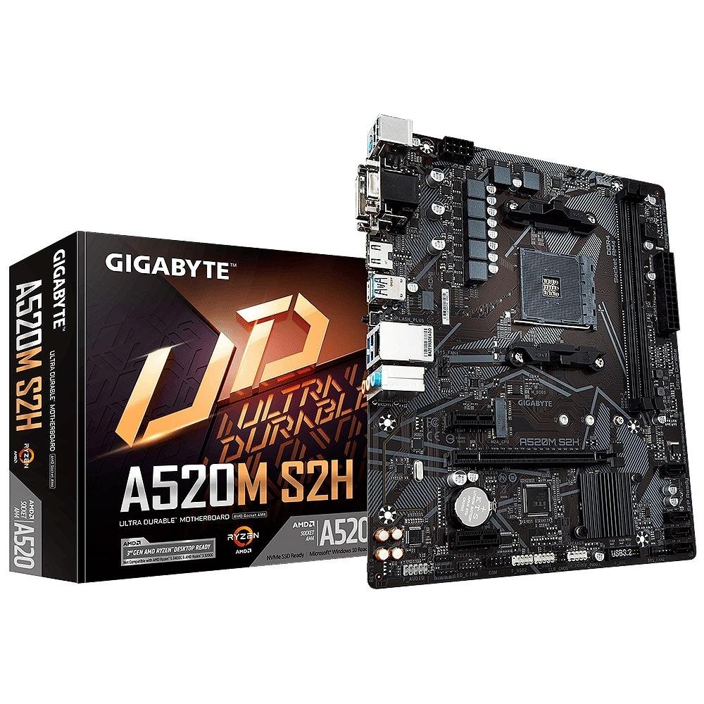 Placa-Mãe Gigabyte A520M S2H, AMD AM4, DDR4, Preto Placa-Mãe Gigabyte A520M S2H, AMD AM4, DDR4, Preto