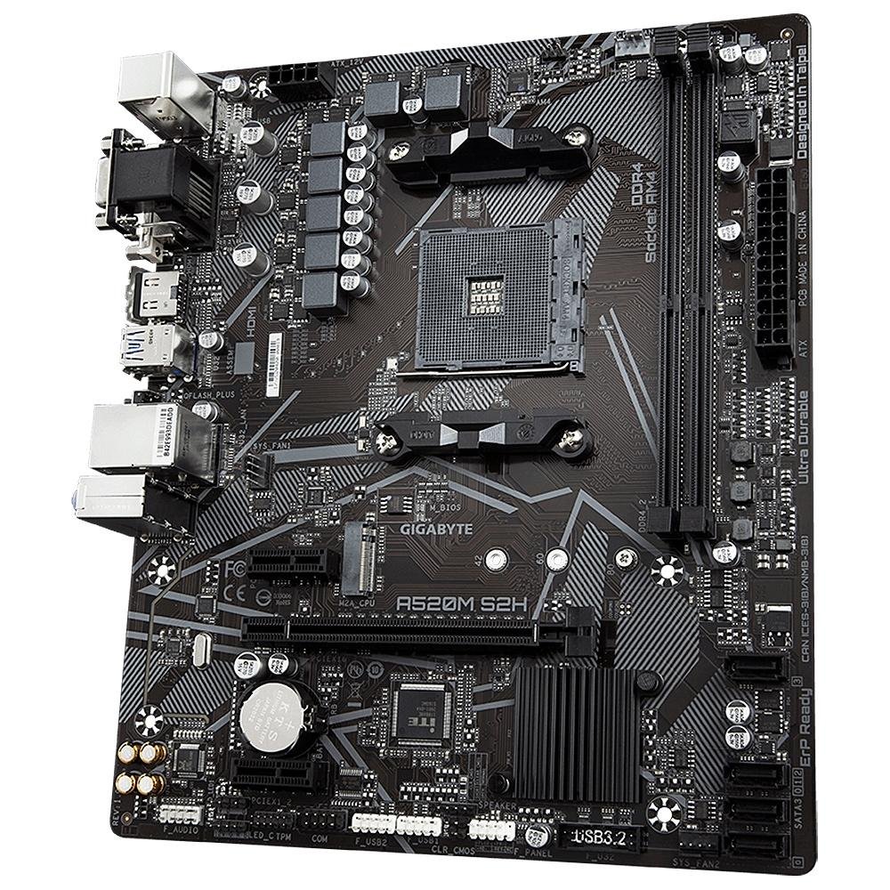 Placa-Mãe Gigabyte A520M S2H, AMD AM4, DDR4, Preto Placa-Mãe Gigabyte A520M S2H, AMD AM4, DDR4, Preto