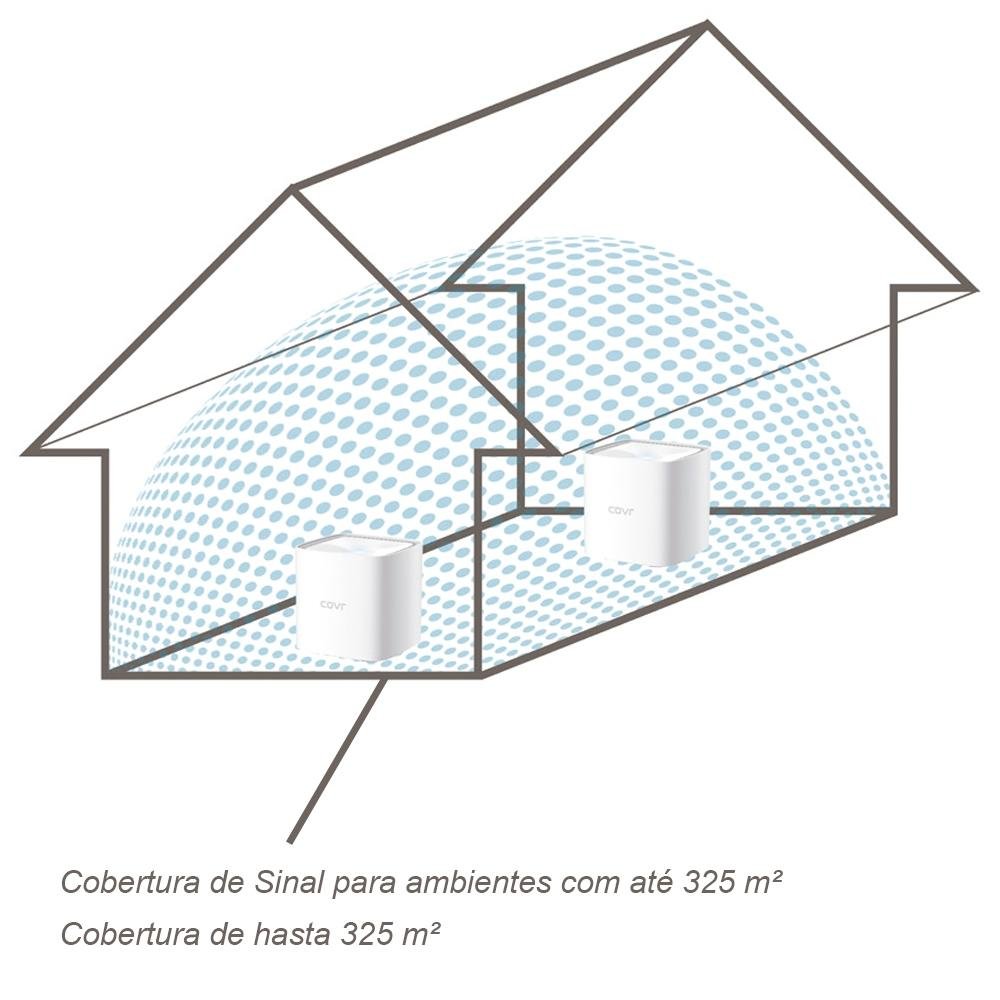 Roteador D-Link AC1200 Mesh Whole Home Wi-Fi System, 1200Mbps, 2 Antenas Internas - COVR-1102 Roteador D-Link AC1200 Mesh Whole Home Wi-Fi System, 1200Mbps, 2 Antenas Internas - COVR-1102