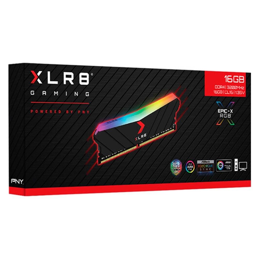 Memória PNY XLR8, RGB, 16GB (2x8GB), 3200MHz, DDR4, CL16