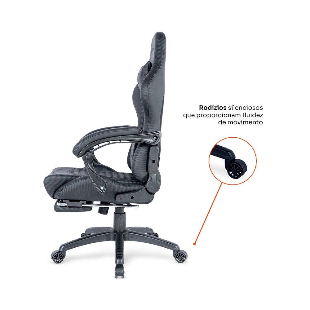 Cadeira Gamer Husky Tempest 700, Até 145kg, Almofadas, Reclinável 150º, PU, Descanso para Pés, Preta - HCG700PT - view 10