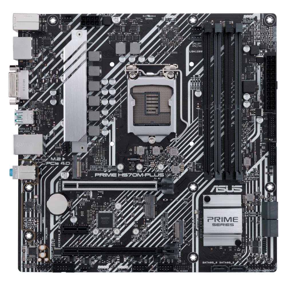 Placa-Mãe ASUS Prime H570M-PLUS, Intel Socket LGA1200, microATX, DDR4, Preto - 90MB16W0-M0EAY0 Placa-Mãe ASUS Prime H570M-PLUS, Intel Socket LGA1200, microATX, DDR4, Preto - 90MB16W0-M0EAY0