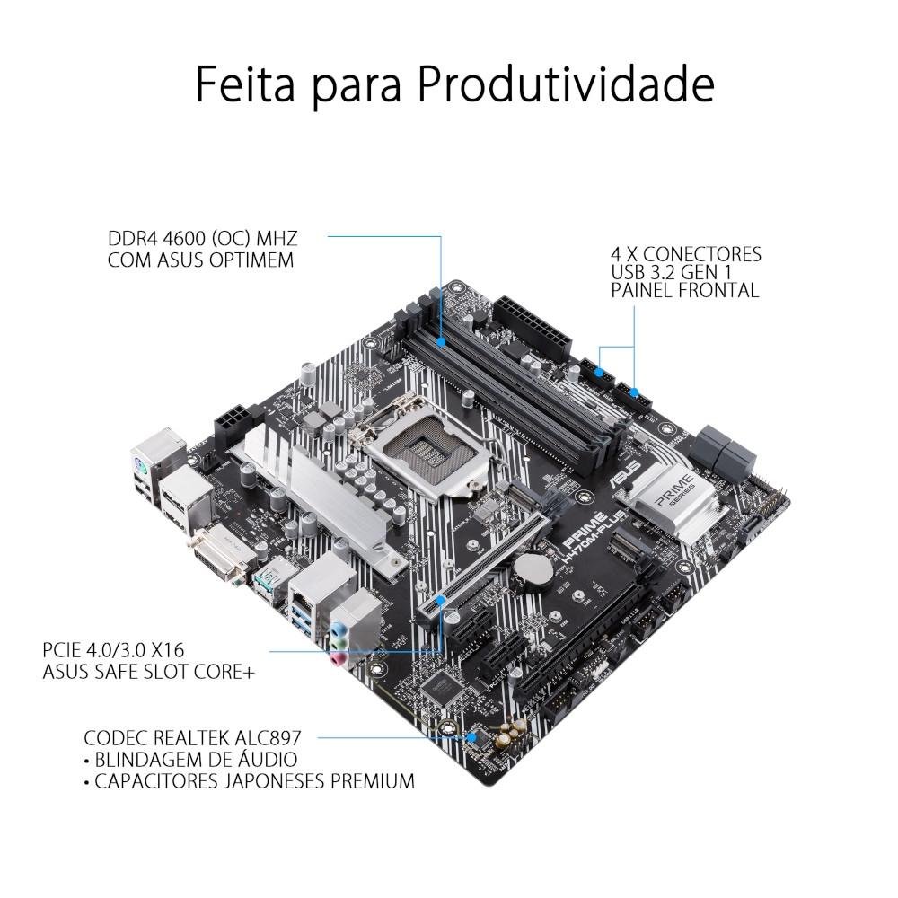 Placa Mãe Asus Prime H570M-PLUS, Intel Socket LGA1200, microATX