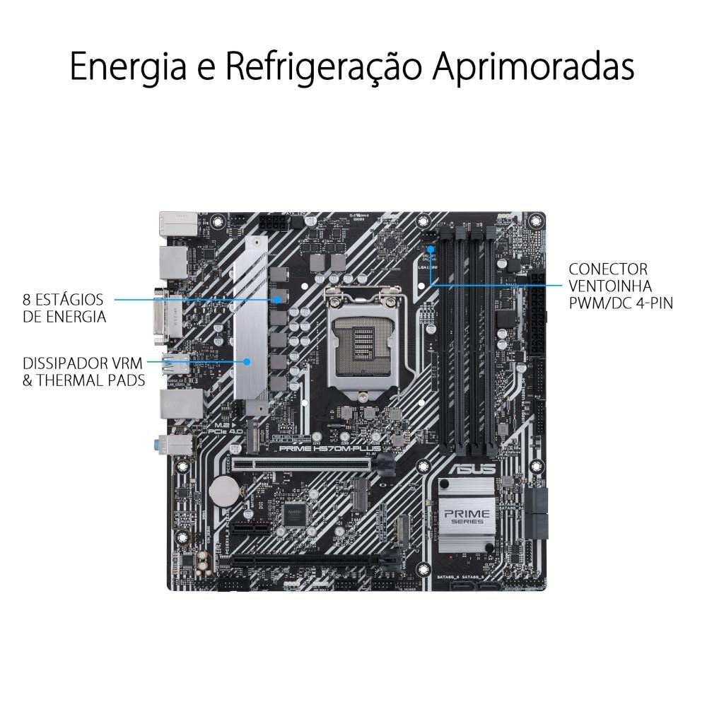 Placa Mãe Asus Prime H570M-PLUS, Intel Socket LGA1200, microATX