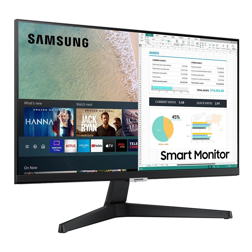 Monitor Smart Samsung 24 Full HD, HDMI e VESA, IPS, SmartHub, HDR, Bluetooth, Plataforma Tizen, AirPlay 2, Preto - LS24AM506NLMZD