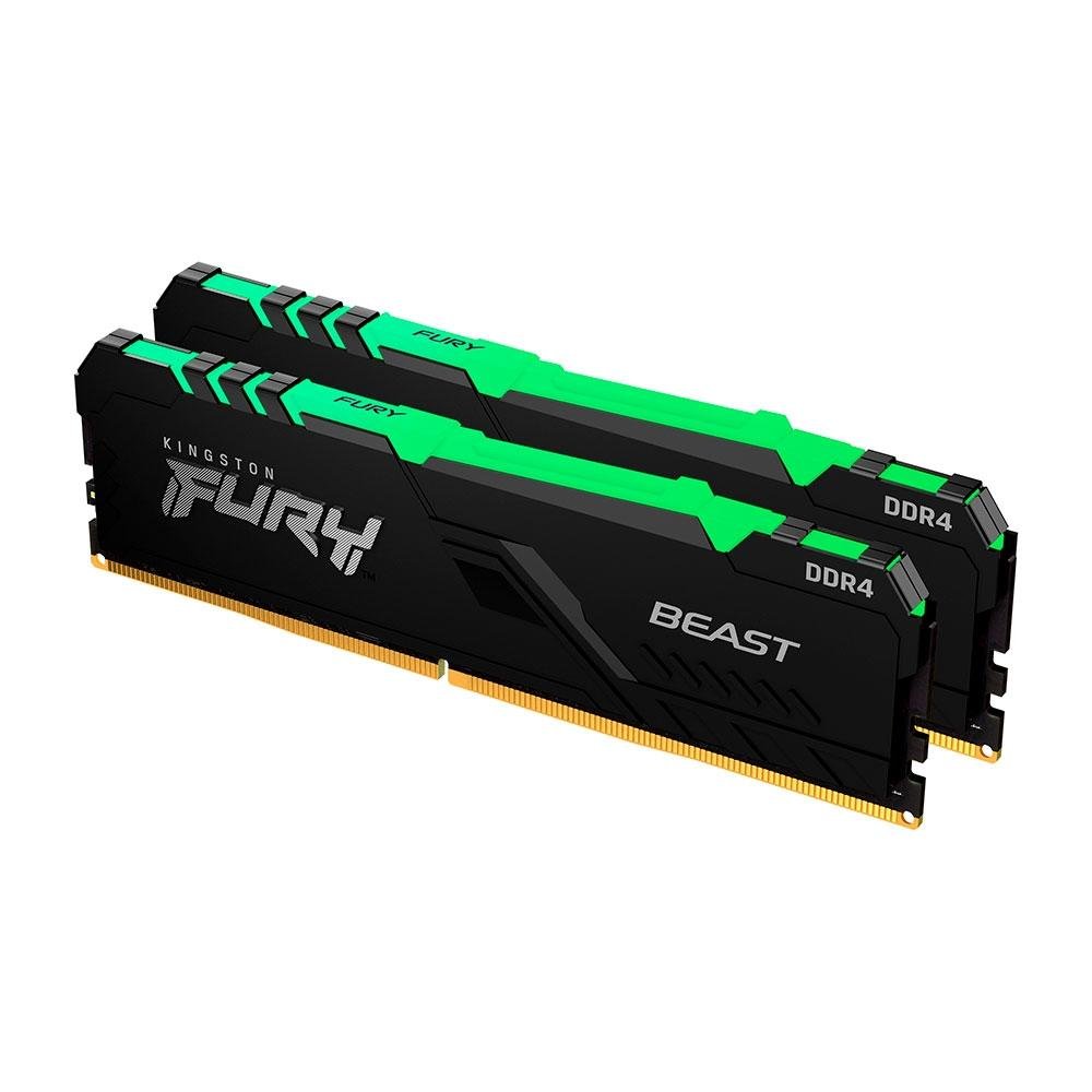 Memória Kingston Fury Beast, RGB, 16GB (2x8GB), 3600MHz, DDR4, CL17, Preto - KF436C17BBAK2/16 Memória Kingston Fury Beast, RGB, 16GB (2x8GB), 3600MHz, DDR4, CL17, Preto - KF436C17BBAK2/16