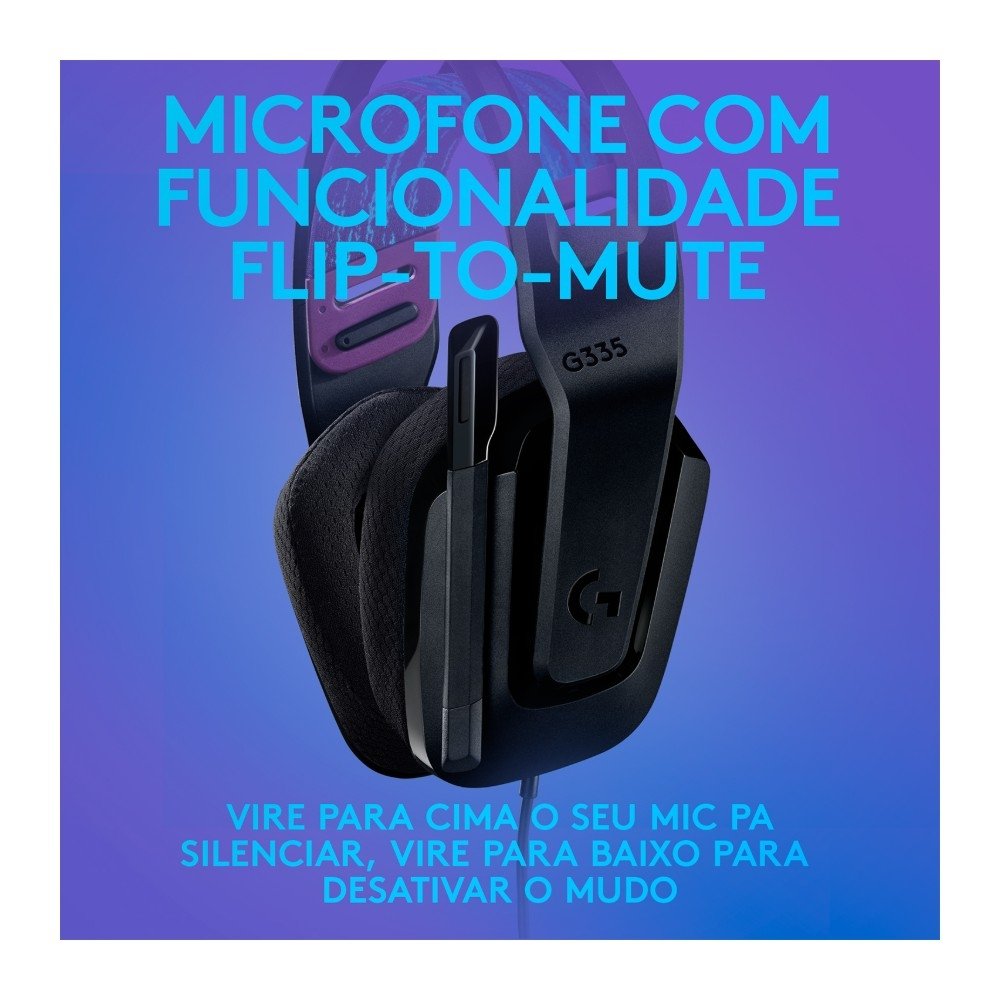 Headset Gamer Logitech G335, 3.5mm para PC/PlayStation/Xbox/Switch/Mobile, Driver 40mm, Arco Ajustável, Preto - 981-000977