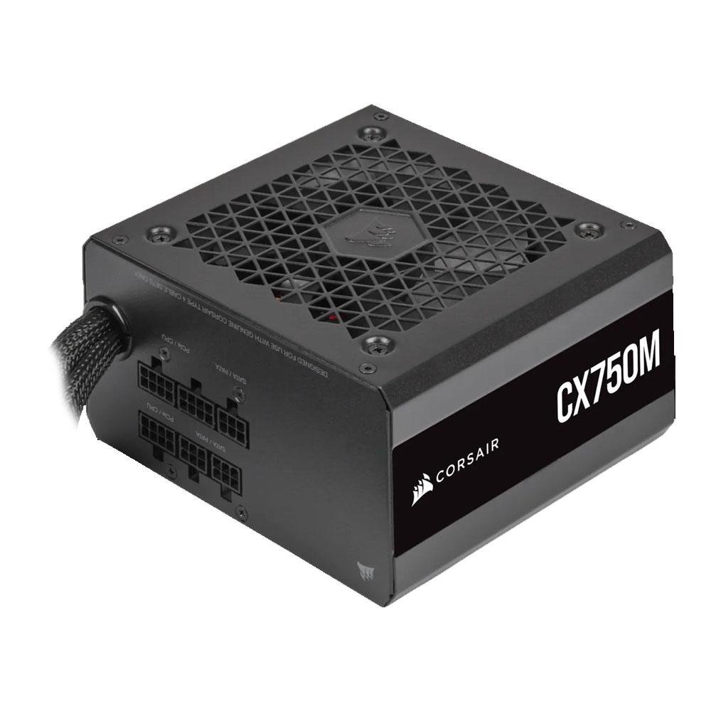 Fonte Corsair CX750M, 750W, 80 Plus Bronze, Semi Modular, PFC Ativo, Com Cabo, Preto - CP-9020222-BR Fonte Corsair CX750M, 750W, 80 Plus Bronze, Semi Modular, PFC Ativo, Com Cabo, Preto - CP-9020222-BR