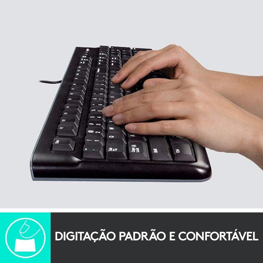 Teclado com fio USB Logitech K120 Resistente à Respingos e Layout ABNT2 -920-004423 Teclado com fio USB Logitech K120 Resistente à Respingos e Layout ABNT2 -920-004423