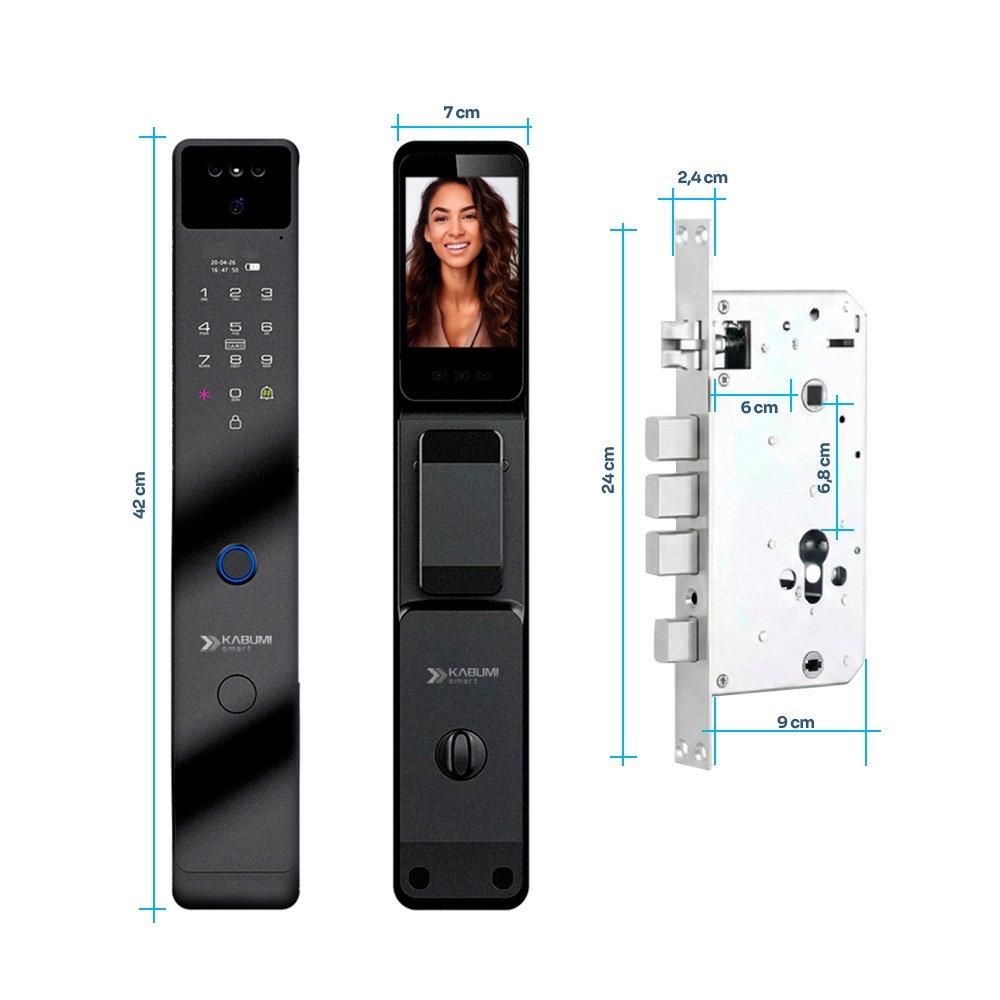 Fechadura Digital KABUM! smart Security, Com maçaneta, Reconhecimento Facial, Biometria, Controle via app, Preto - KSFD700PT Fechadura Digital KABUM! smart Security, Com maçaneta, Reconhecimento Facial, Biometria, Controle via app, Preto - KSFD700PT