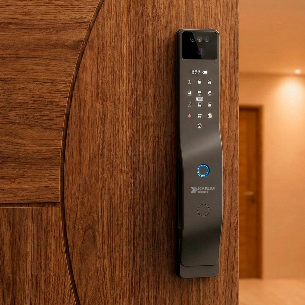 Fechadura Digital KABUM! smart Security, Com maçaneta, Reconhecimento Facial, Biometria, Controle via app, Preto - KSFD700PT Fechadura Digital KABUM! smart Security, Com maçaneta, Reconhecimento Facial, Biometria, Controle via app, Preto - KSFD700PT