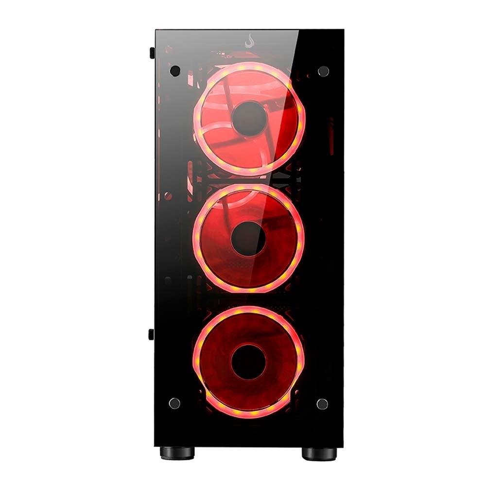 Gabinete Gamer Rise Mode Glass 06X, Mid Tower, ATX, Lateral em Vidro Fumê e Frontal em Vidro Temperado, Preto
