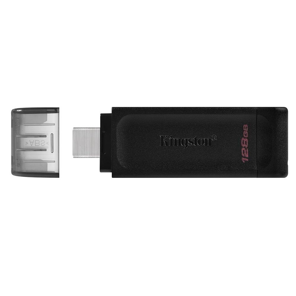Pen Drive 128GB Kingston DataTravaler 70, USB-C 3.2, Preto - DT70/128GB