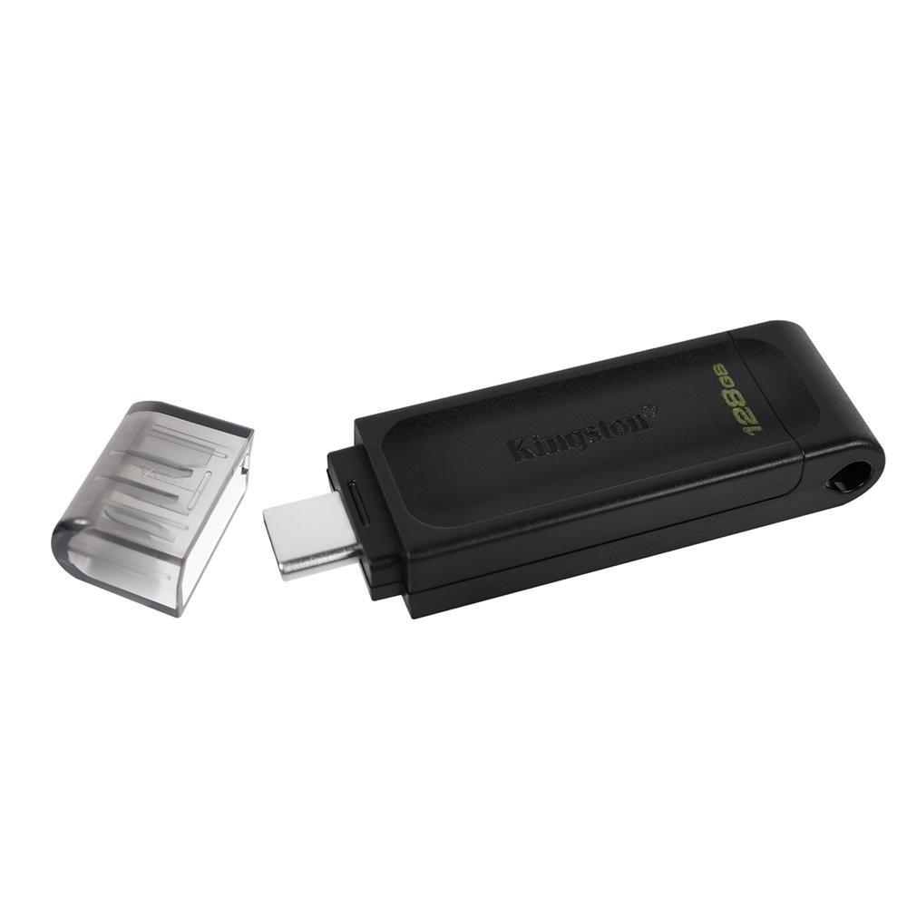 Pen Drive 128GB Kingston DataTravaler 70, USB-C 3.2, Preto - DT70/128GB