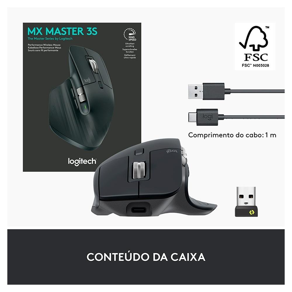 Mouse Sem Fio Logitech MX Master 3S | KaBuM!