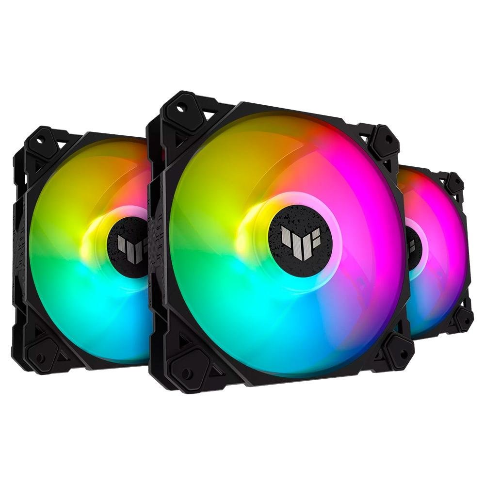 Kit com 3 Ventoinhas ASUS TUF Gaming TF120, 120mm, Led ARGB, Preto - 90DA0030-B00030