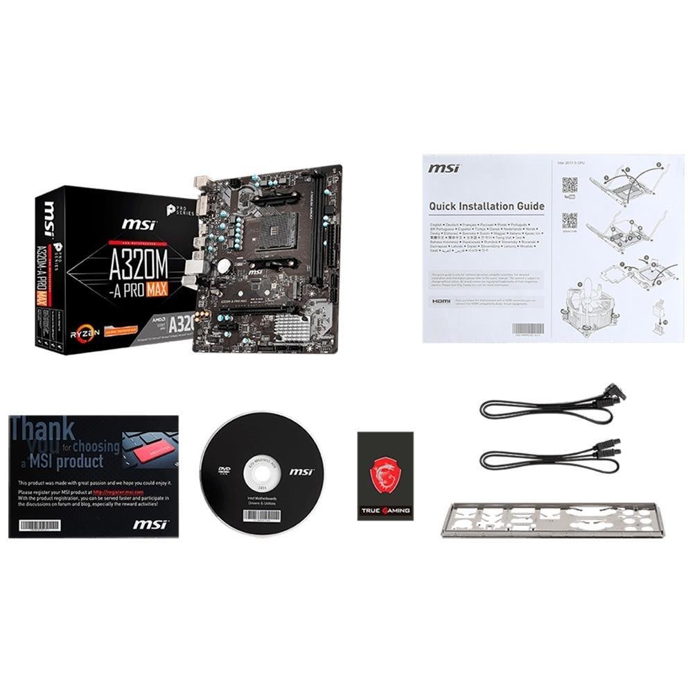 Kit Processador AMD Ryzen 3 4100, 3.8GHz, 4 Núcleos + Placa-Mãe MSI A320M-A Pro Max p/ AMD AM4, Preto Kit Processador AMD Ryzen 3 4100, 3.8GHz, 4 Núcleos + Placa-Mãe MSI A320M-A Pro Max p/ AMD AM4, Preto