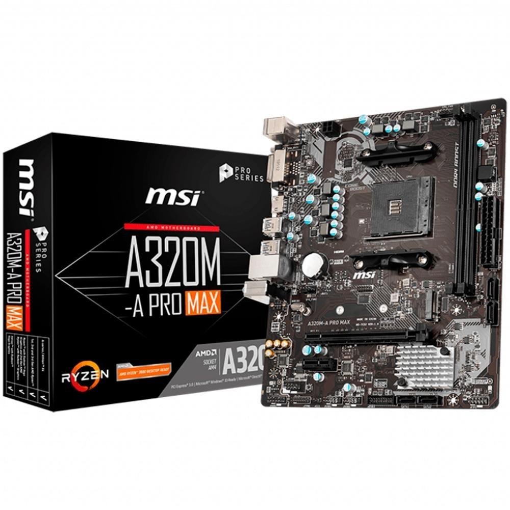 Kit Processador AMD Ryzen 3 4100, 3.8GHz, 4 Núcleos + Placa-Mãe MSI A320M-A Pro Max p/ AMD AM4, Preto Kit Processador AMD Ryzen 3 4100, 3.8GHz, 4 Núcleos + Placa-Mãe MSI A320M-A Pro Max p/ AMD AM4, Preto