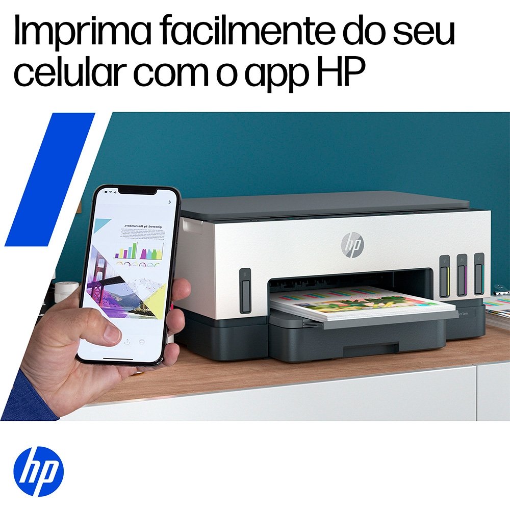 Impressora Multifuncional HP Smart Tank 724 Wi-Fi - Tanque de Tinta Colorida Duplex USB Bluetooth (2G9Q2A)
