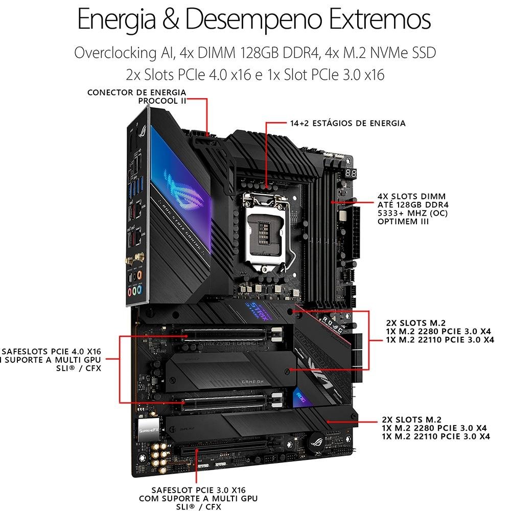 Placa-Mãe Asus Rog Strix Z590-E Wi-Fi | KaBuM!