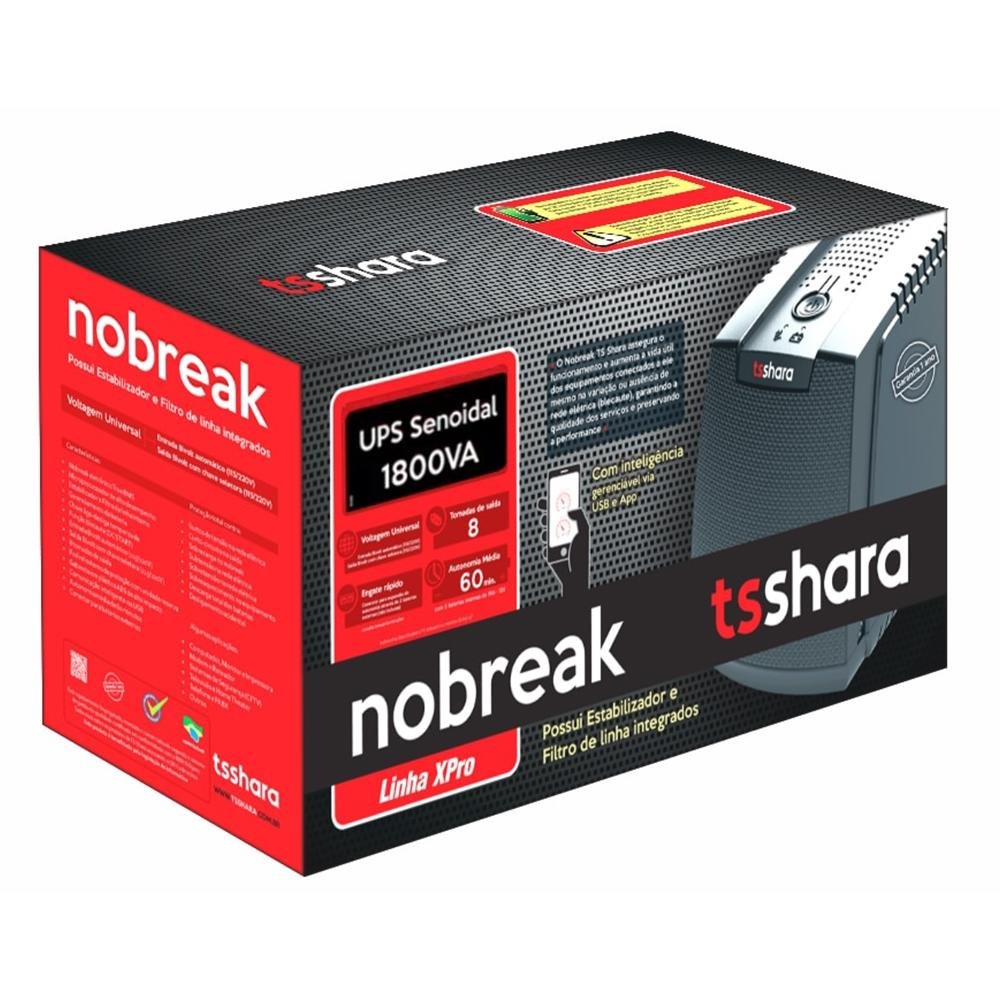 Nobreak UPS XPro Ts Shara Senoidal Universal, 1800VA, Saída Bivolt, 2 Baterias Internas, Entrada Bivolt - 4539