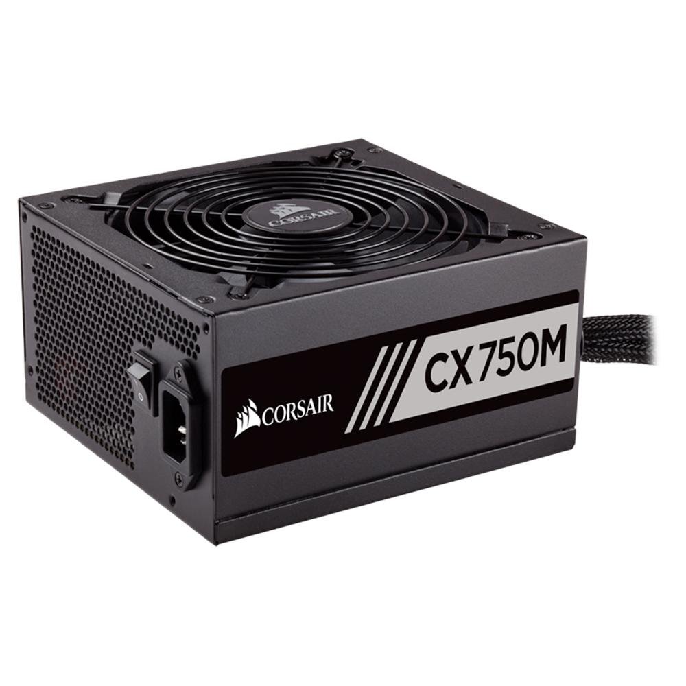 Fonte Corsair CX750M, 750W, 80 Plus Bronze, Semi Modular, PFC Ativo, Sem Cabo, Preto - CP-9020061 Fonte Corsair CX750M, 750W, 80 Plus Bronze, Semi Modular, PFC Ativo, Sem Cabo, Preto - CP-9020061