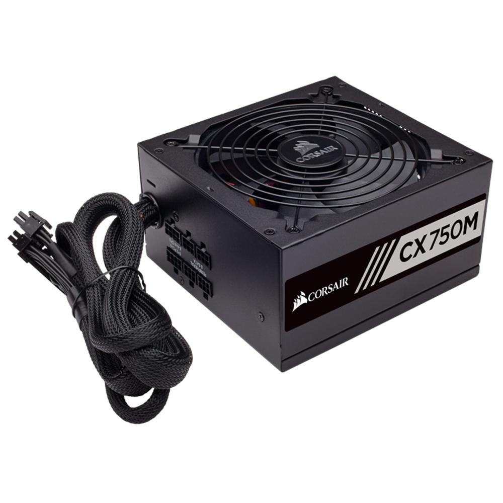 Fonte Corsair CX750M, 750W, 80 Plus Bronze, Semi Modular, PFC Ativo, Sem Cabo, Preto - CP-9020061 Fonte Corsair CX750M, 750W, 80 Plus Bronze, Semi Modular, PFC Ativo, Sem Cabo, Preto - CP-9020061