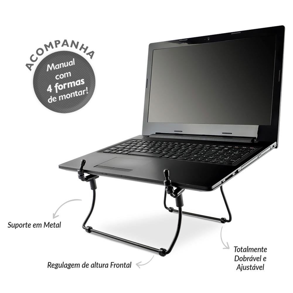 Suporte para Notebook Reliza Steel, Múltiplas Opções de Inclinação, Preto - 9616