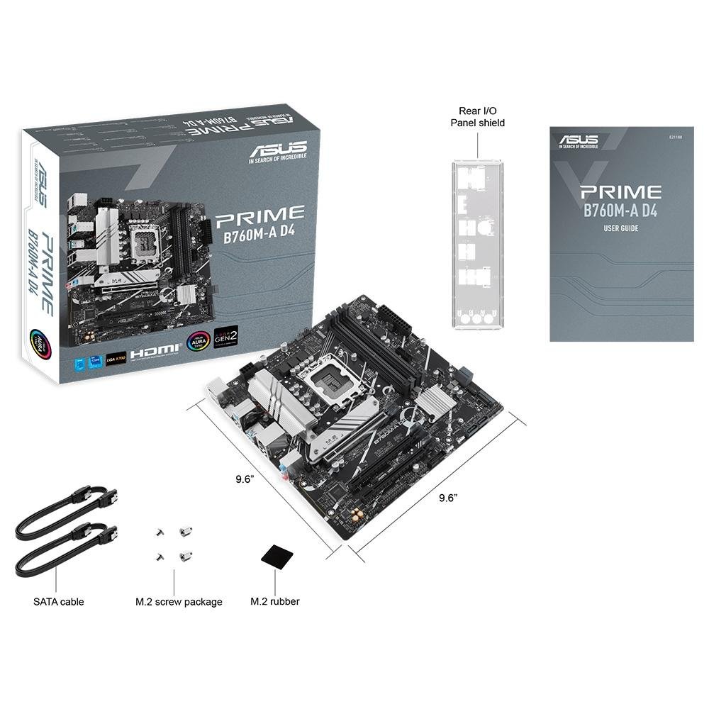 Placa-Mãe ASUS Prime B760M-A, Intel LGA 1700, D4, mATX, DDR4, Preto - 90MB1D00-M0EAY0