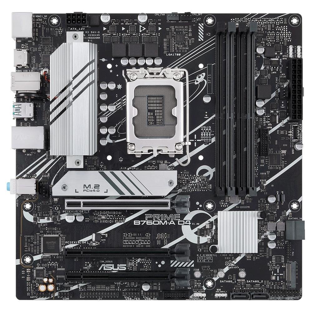 Placa-Mãe ASUS Prime B760M-A, Intel LGA 1700, D4, mATX, DDR4, Preto - 90MB1D00-M0EAY0