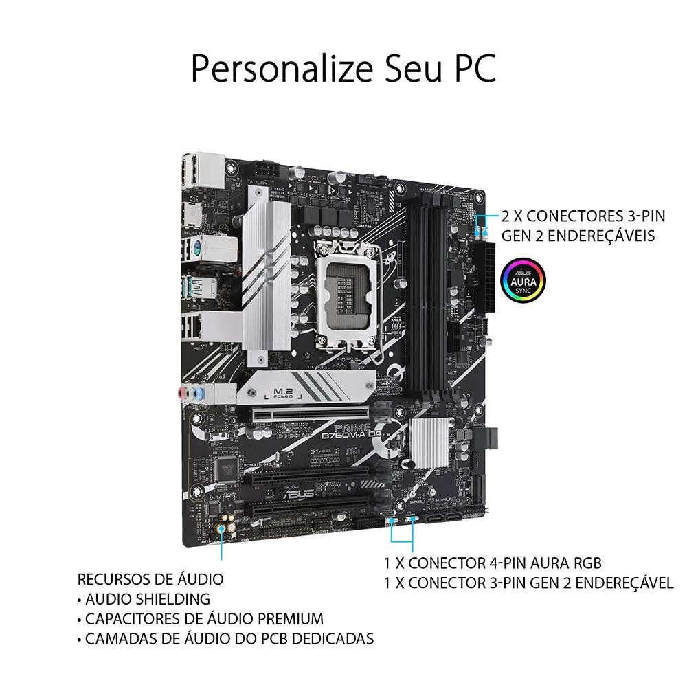 Placa Mãe Asus Prime Intel LGA 1700, DDR4 | KaBuM!