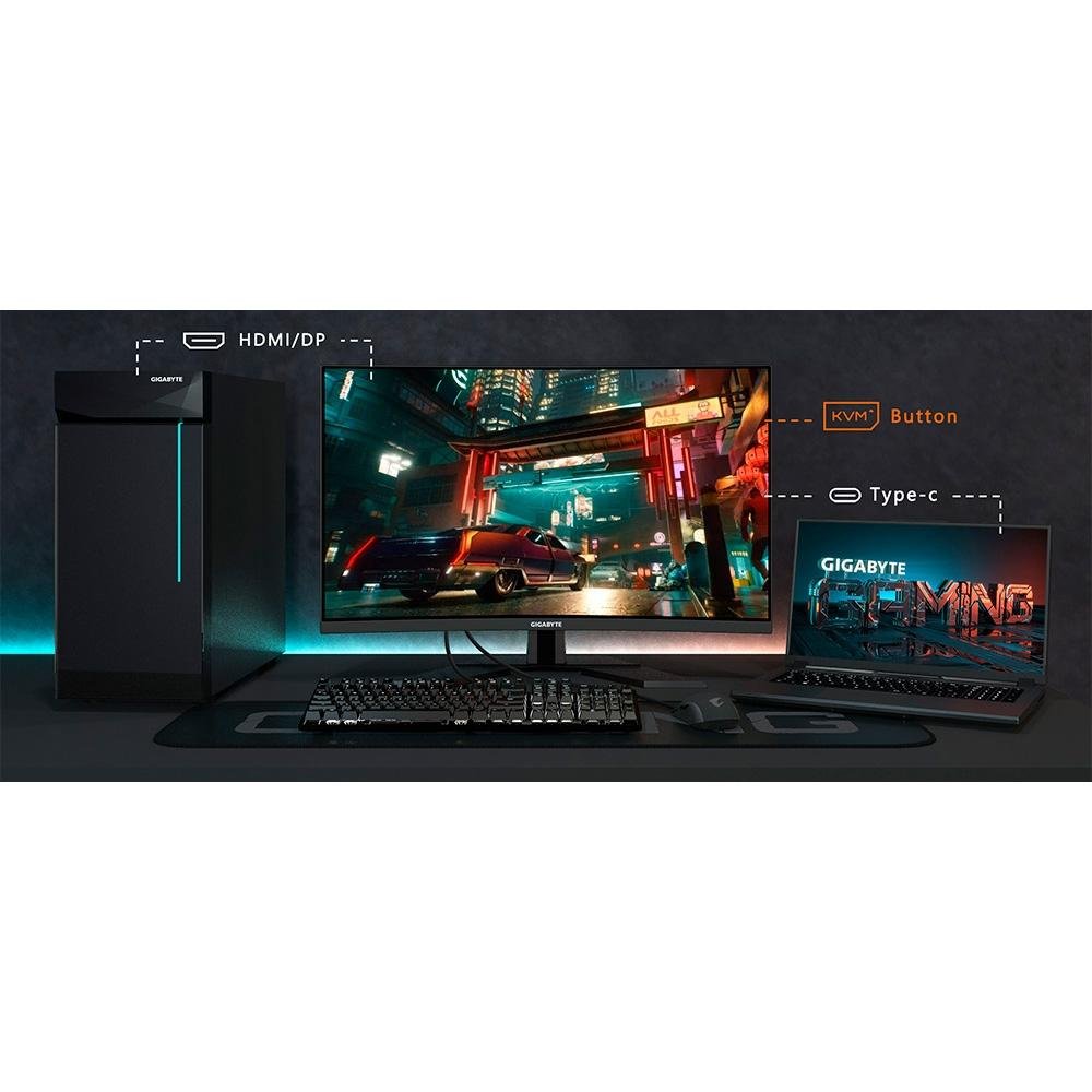 Monitor Gamer Curvo Gigabyte 31.5", 144Hz, 4K, 1ms, DisplayPort e HDMI, HDR, 123% sRGB, FreeSync Premium, VESA - M32UC-SA