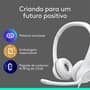 Headset Logitech H390, USB, com Almofadas, Controles de Áudio Integrado, Microfone com Redução de Ruído, Branco - 981-001285