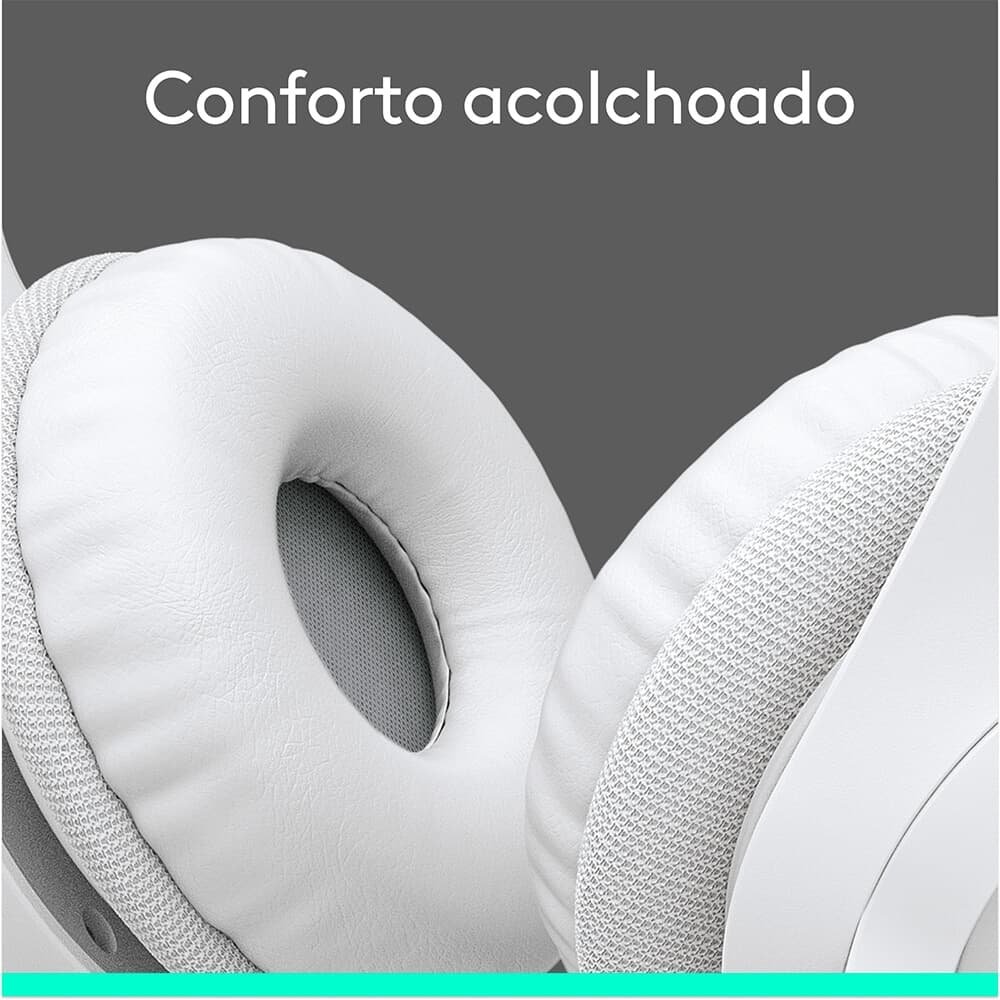 Headset Logitech H390, USB, com Almofadas, Controles de Áudio Integrado, Microfone com Redução de Ruído, Branco - 981-001285