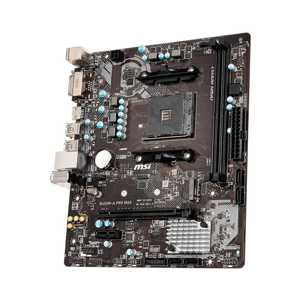 Placa-Mãe MSI B450M-A Pro Max, AMD AM4, Micro-ATX, DDR4, Preto - B450M -A PRO MAX
