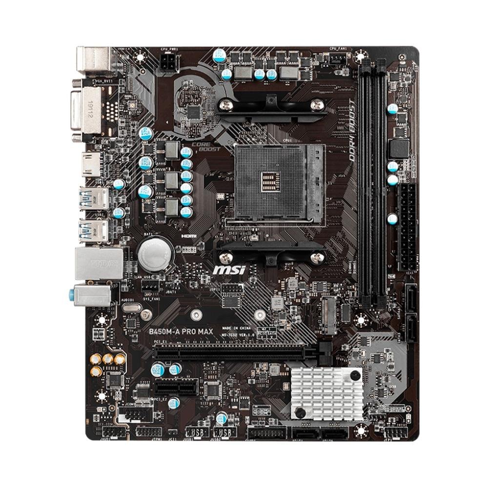 Placa-Mãe MSI B450M-A Pro Max, AMD AM4, Micro-ATX, DDR4, Preto - B450M -A PRO MAX