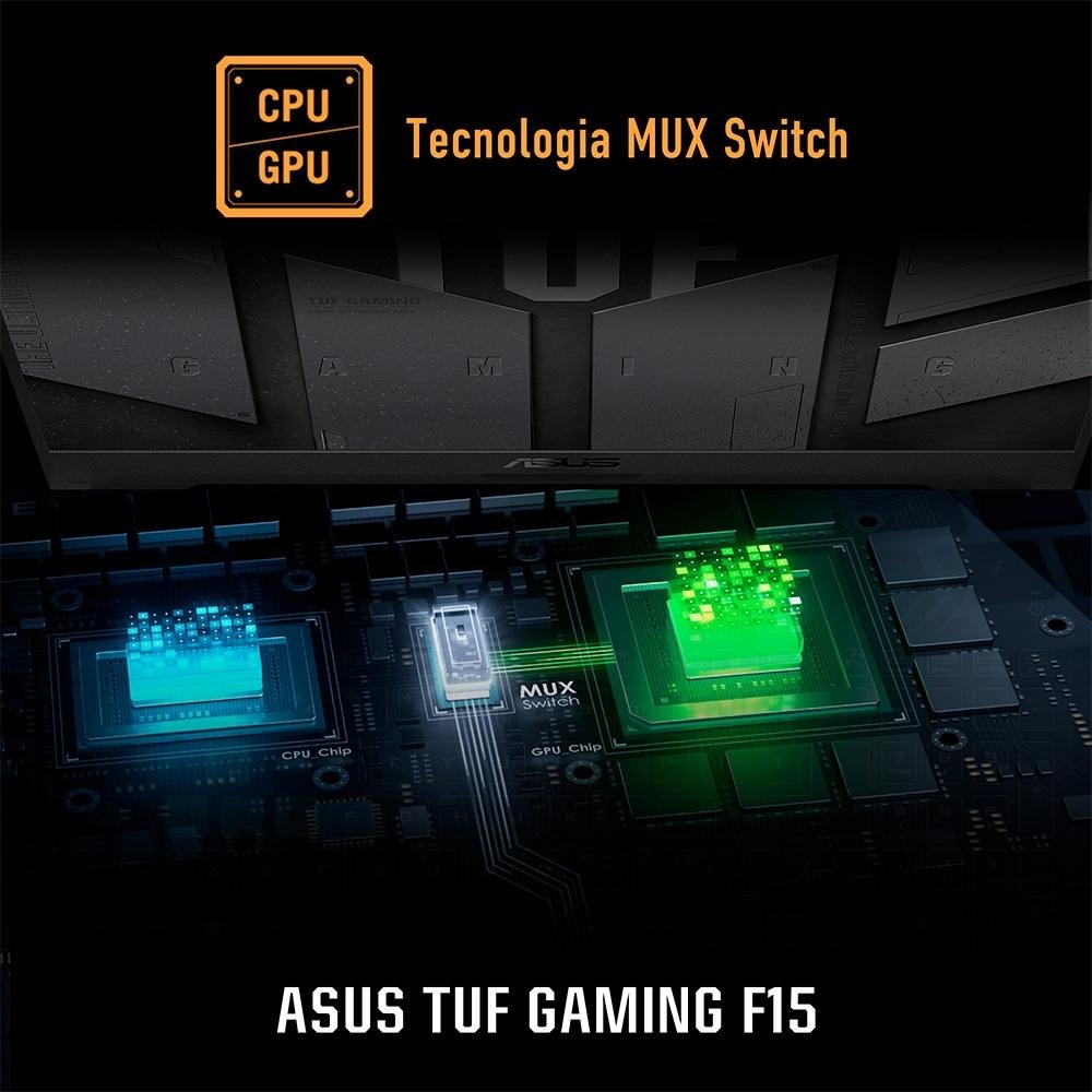 Notebook Gamer ASUS TUF Gaming F15, Intel Core i7-12700H, 16GB RAM 2x8GB, RTX 3050, SSD 512GB, 15.6" FHD, 144Hz, Win 11 - FX507ZC4-HN113W