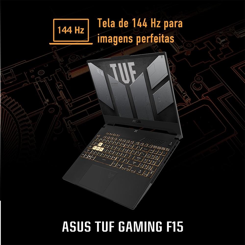 Notebook Gamer ASUS TUF Gaming F15, Intel Core i7-12700H, 16GB RAM 2x8GB, RTX 3050, SSD 512GB, 15.6" FHD, 144Hz, Win 11 - FX507ZC4-HN113W