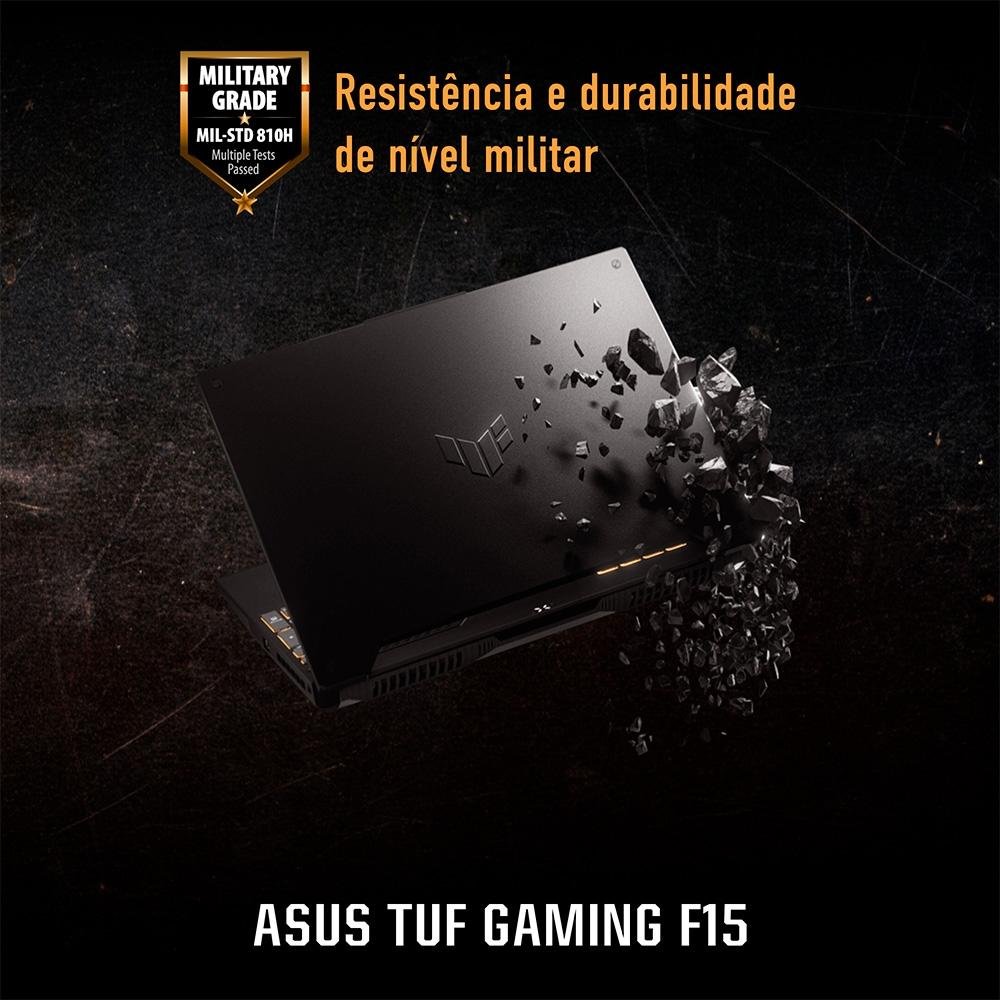 Notebook Gamer ASUS TUF Gaming F15, Intel Core i7-12700H, 16GB RAM 2x8GB, RTX 3050, SSD 512GB, 15.6" FHD, 144Hz, Win 11 - FX507ZC4-HN113W