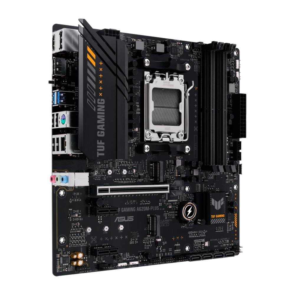 Placa-Mãe ASUS TUF GAMING A620M-PLUS, AMD AM5, mATX, DDR5, Preto - 90MB1EZ0-M0EAY0 Placa-Mãe ASUS TUF GAMING A620M-PLUS, AMD AM5, mATX, DDR5, Preto - 90MB1EZ0-M0EAY0