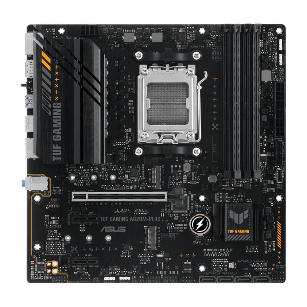 Placa-Mãe ASUS TUF GAMING A620M-PLUS, AMD AM5, mATX, DDR5, Preto - 90MB1EZ0-M0EAY0 Placa-Mãe ASUS TUF GAMING A620M-PLUS, AMD AM5, mATX, DDR5, Preto - 90MB1EZ0-M0EAY0