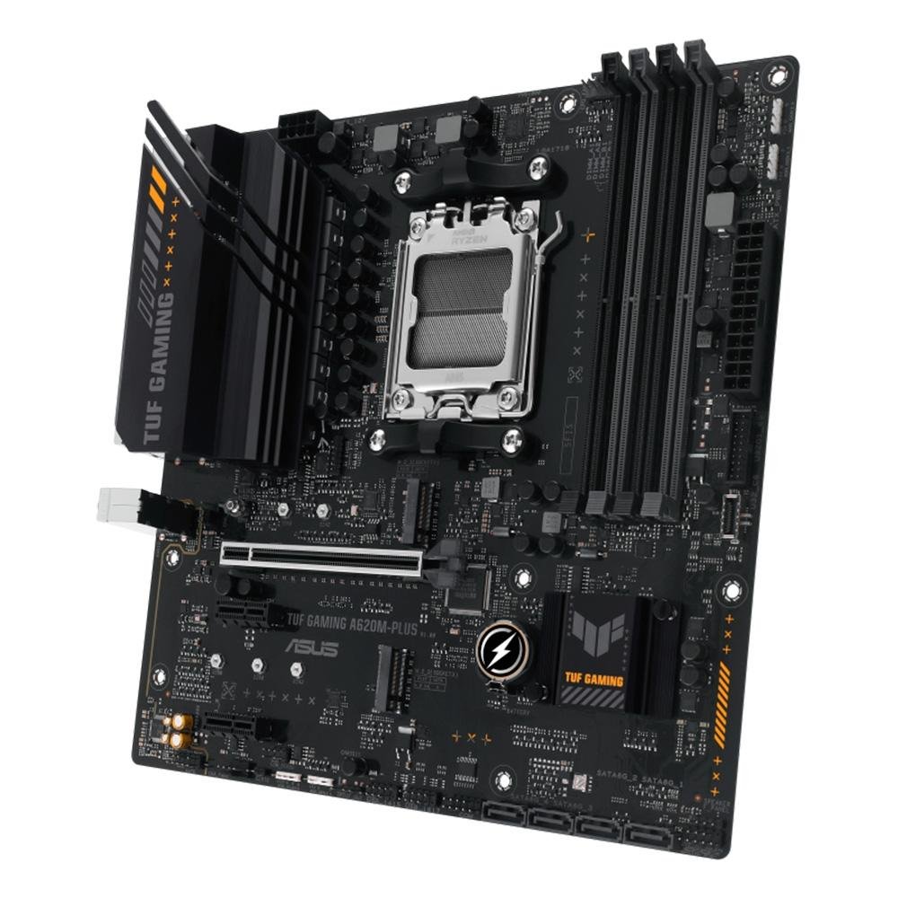 Placa-Mãe ASUS TUF GAMING A620M-PLUS, AMD AM5, mATX, DDR5, Preto - 90MB1EZ0-M0EAY0 Placa-Mãe ASUS TUF GAMING A620M-PLUS, AMD AM5, mATX, DDR5, Preto - 90MB1EZ0-M0EAY0