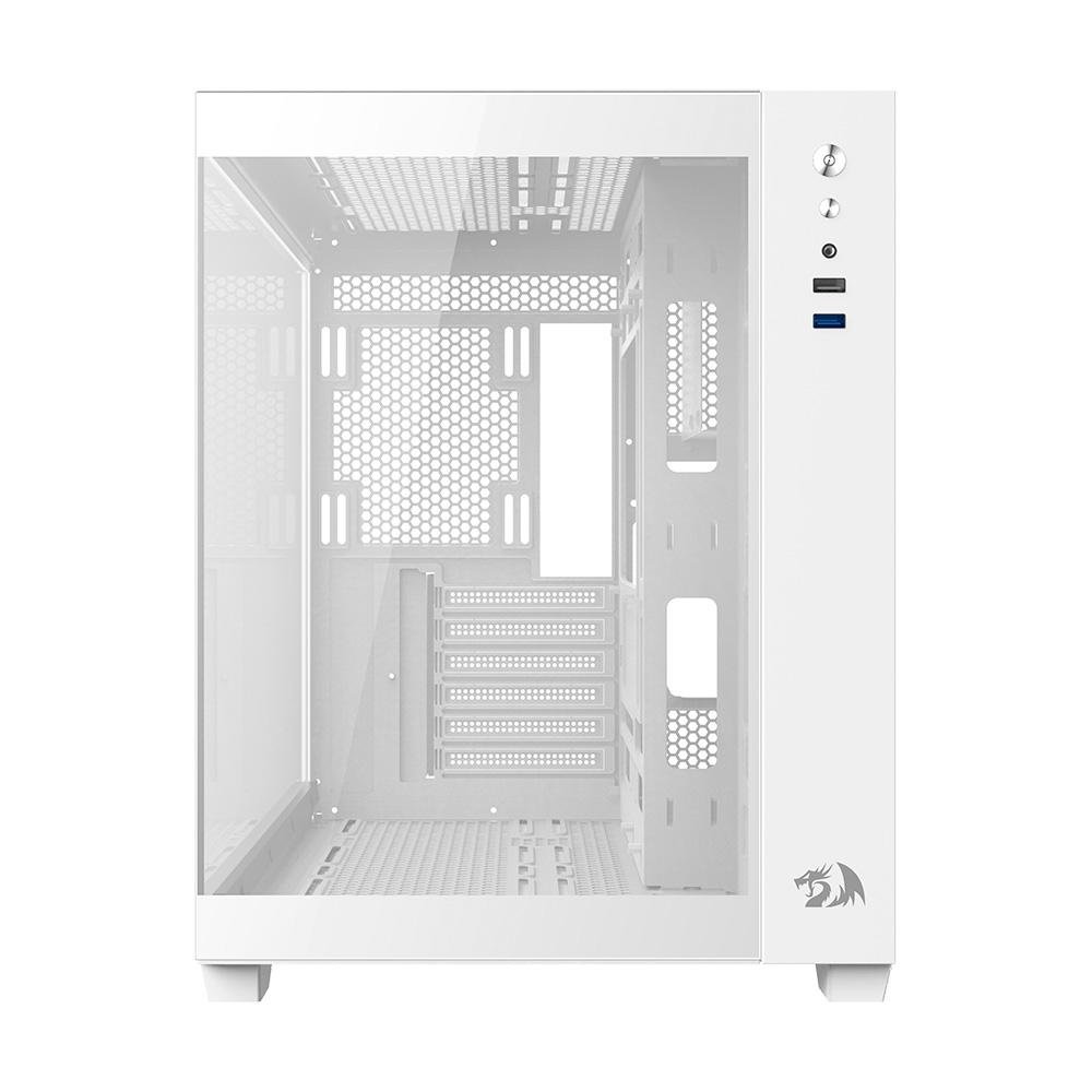 Gabinete Gamer Redragon Wideload Lite, Mid Tower, ATX e M-ATX, Lateral e Frontal em Vidro Temperado, Branco - CA-604W Gabinete Gamer Redragon Wideload Lite, Mid Tower, ATX e M-ATX, Lateral e Frontal em Vidro Temperado, Branco - CA-604W