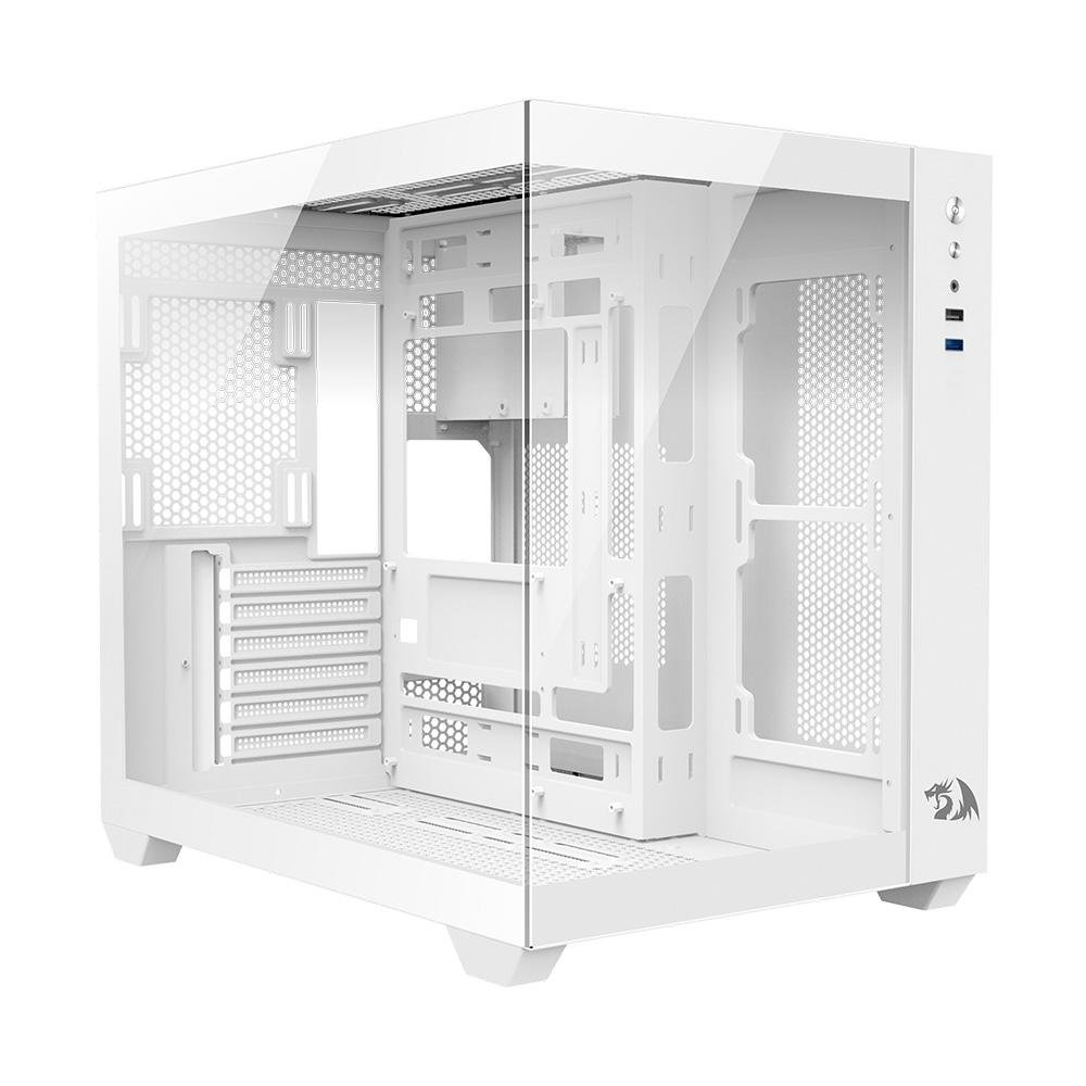 Gabinete Gamer Redragon Wideload Lite, Mid Tower, ATX e M-ATX, Lateral e Frontal em Vidro Temperado, Branco - CA-604W Gabinete Gamer Redragon Wideload Lite, Mid Tower, ATX e M-ATX, Lateral e Frontal em Vidro Temperado, Branco - CA-604W